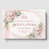Dusty Pink Floral Eucalyptus Quinceañera Party  ゲストブック (正面)