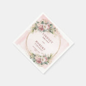 Dusty Pink Floral Eucalyptus Sparkle Gold Wedding  スタンダードカクテルナプキン (角)