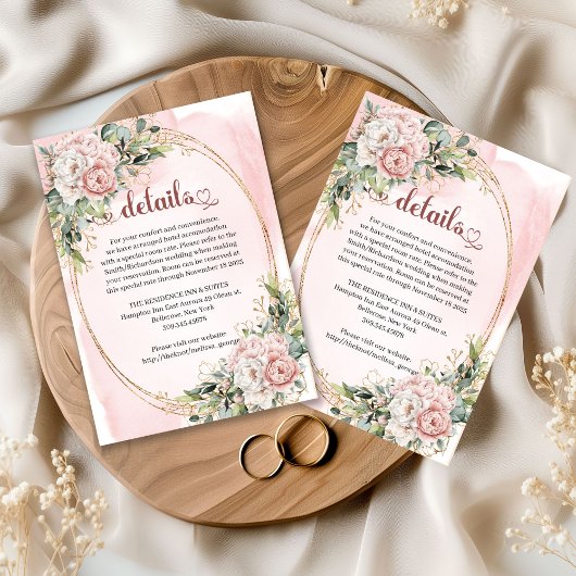 Dusty Pink Floral Eucalyptus Wedding Details  エンクロージャーカード