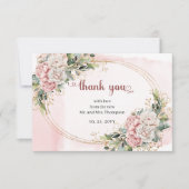 Dusty Pink Floral Eucalyptus Wedding Thank You   サンキューカード (正面)