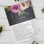 Dusty Pink Floral Game Over or Under チラシ<br><div class="desc">Over or Under bridal shower game.  Watercolor dusty pink and purple flowers on a charcoal background.  Matching items to complete your event collection are available in our Zazzle store!</div>