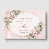 Dusty Pink Floral Greenery Girl Baby Shower Sign  ゲストブック (正面)