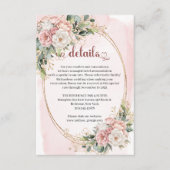 Dusty Pink Floral Greenery Wedding Details Card エンクロージャーカード (正面)