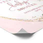 Dusty Pink Floral Greenery Welcome Baby Shower Sig ポスター (角)