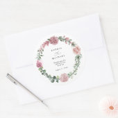 Dusty Pink Floral Wedding ラウンドシール (封筒)