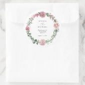Dusty Pink Floral Wedding ラウンドシール (バッグ)