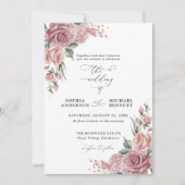 Dusty Pink Floral Wedding Invitation 招待状 (正面)