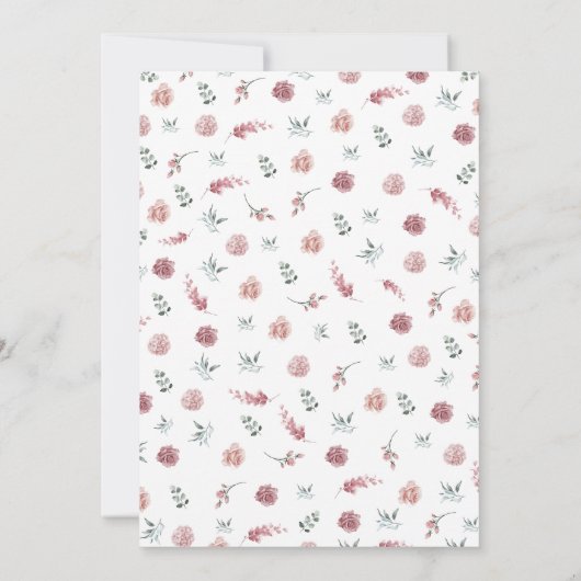 Dusty Pink Floral Wedding Invitation 招待状 (裏面)