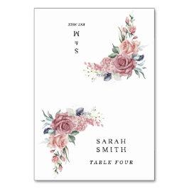 Dusty Pink Floral Wedding Place Cards テーブルナンバー