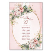 Dusty Pink Floral Wedding Table Number Art テーブルナンバー (裏面)