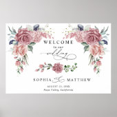 Dusty Pink Floral Wedding Welcome  ポスター (正面)