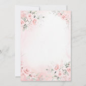 Dusty Pink Flowers Bow Girl First Holy Communion 招待状 (裏面)