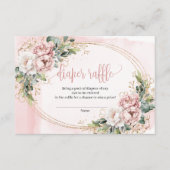 Dusty Pink Flowers Eucalyptus Baby Girl Raffle Car エンクロージャーカード (正面)