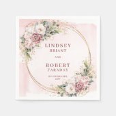 Dusty Pink Flowers Gold Glitter Eucalyptus Wedding スタンダードカクテルナプキン (正面)