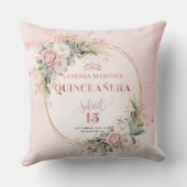 Dusty Pink Flowers Greenery Perfect Gift 15th Bday クッション (裏面)