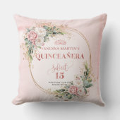 Dusty Pink Flowers Greenery Perfect Gift 15th Bday クッション (正面)