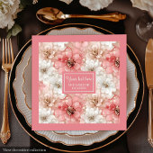 Dusty Pink Gold Flowers Napkins Trendy Custom Name