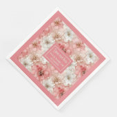 Dusty Pink Gold Flowers Napkins Trendy Custom Name (コーナー)