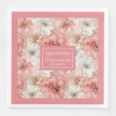 Dusty Pink Gold Flowers Napkins Trendy Custom Name (正面)
