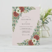 Dusty Pink Graceful Botanical Wedding 招待状 (スタンド正面)