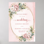 Dusty Pink Greenery Boho Blush Pink Wedding Welcom ポスター (正面)