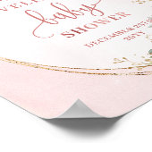 Dusty Pink Greenery Welcome Baby Shower Table Sign ポスター (角)