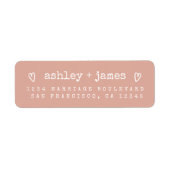 Dusty Pink Heart Couple Return Address ラベル (正面)