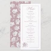 Dusty Pink Line Art Rose Dinner Details Wedding メニュー (正面/裏面)