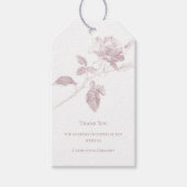 Dusty Pink Line Art Rose Thank You Wedding ギフトタグ (正面)