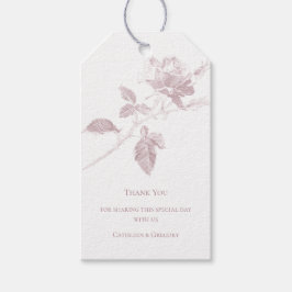 Dusty Pink Line Art Rose Thank You Wedding ギフトタグ