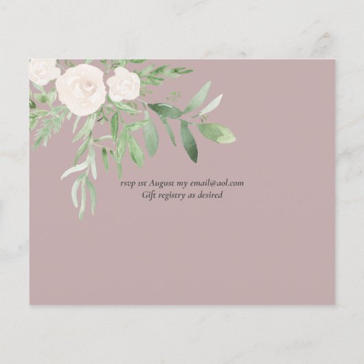 Dusty Pink Magnolia Sage Floral LOW BUDGET WEDDING チラシ (裏面)