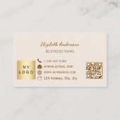 Dusty pink mauve cream qr code business logo ロイヤリティカード (裏面)