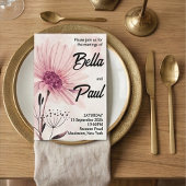 Dusty Pink & Mauve Floral Wedding Invitation 招待状