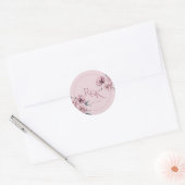 Dusty Pink Mauve Peony Wedding Favor Round Sticker ラウンドシール (封筒)