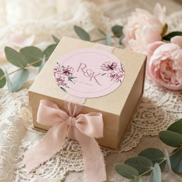 Dusty Pink Mauve Peony Wedding Favor Round Sticker ラウンドシール