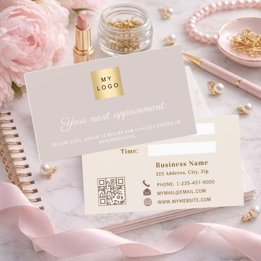 Dusty pink mauve QR business logo 割引カード