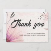 Dusty Pink & Mauve Watercolor Floral Wedding サンキューカード (正面)