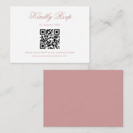 Dusty Pink Minimalistスクリプト結婚のQRコードRsvp エンクロージャーカード
