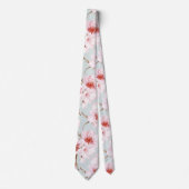 Dusty Pink MInt Watercolor Cherry Blossoms ネクタイ (正面)