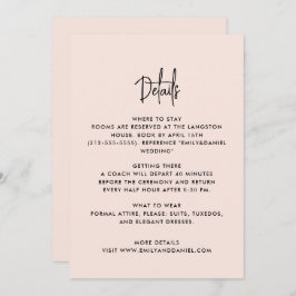Dusty pink modern, the details card セーブザデート