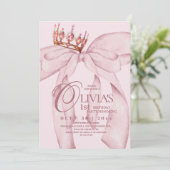 Dusty Pink Modern Trendy Bow 1st Birthday  招待状 (スタンド正面)