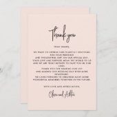 Dusty pink, modern wedding thank you card 招待状 (正面/裏面)