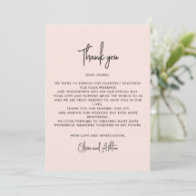 Dusty pink, modern wedding thank you card