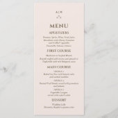 Dusty Pink Monogram Pearl Christian Wedding Menu メニュー (正面)