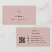 Dusty pink neutral QR code Business Card 名刺 (正面/裏面)