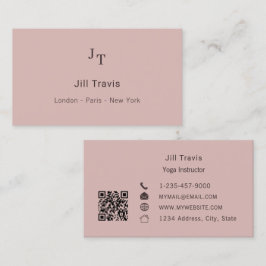 Dusty pink neutral QR code Business Card 名刺