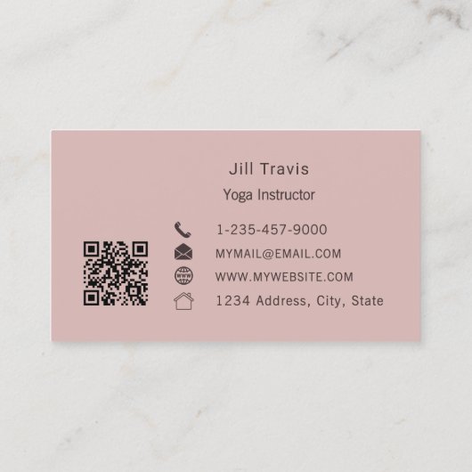 Dusty pink neutral QR code Business Card 名刺 (裏面)