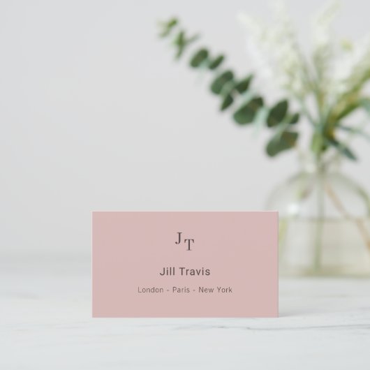 Dusty pink neutral QR code Business Card 名刺 (スタンド正面)