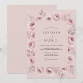 Dusty Pink Painterly Romance Wedding 招待状 (正面/裏面)