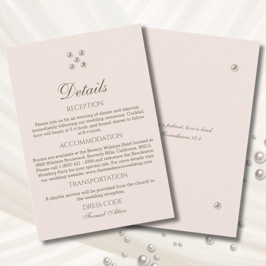 Dusty Pink Pearl Christian Wedding Details  エンクロージャーカード